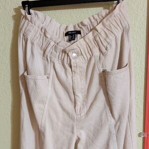 Forever 21 Cream High-Rise Trousers